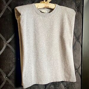 Aaron & Amber Gray Padded Shoulder T-Shirt - 80's 90's Vibe - Fun Boxy Tee